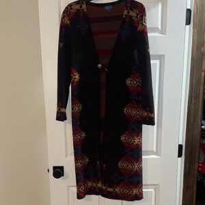 Pendleton Black Multicolor Patterned Cardigan